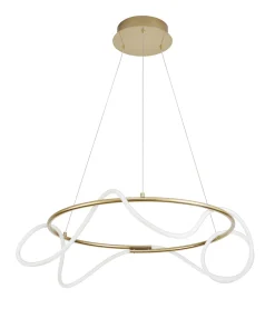 Lampadari Moderni-Selezionato da Mazzolaluce Lampadario oro per soggiorno moderno tubo led 43w 3000k