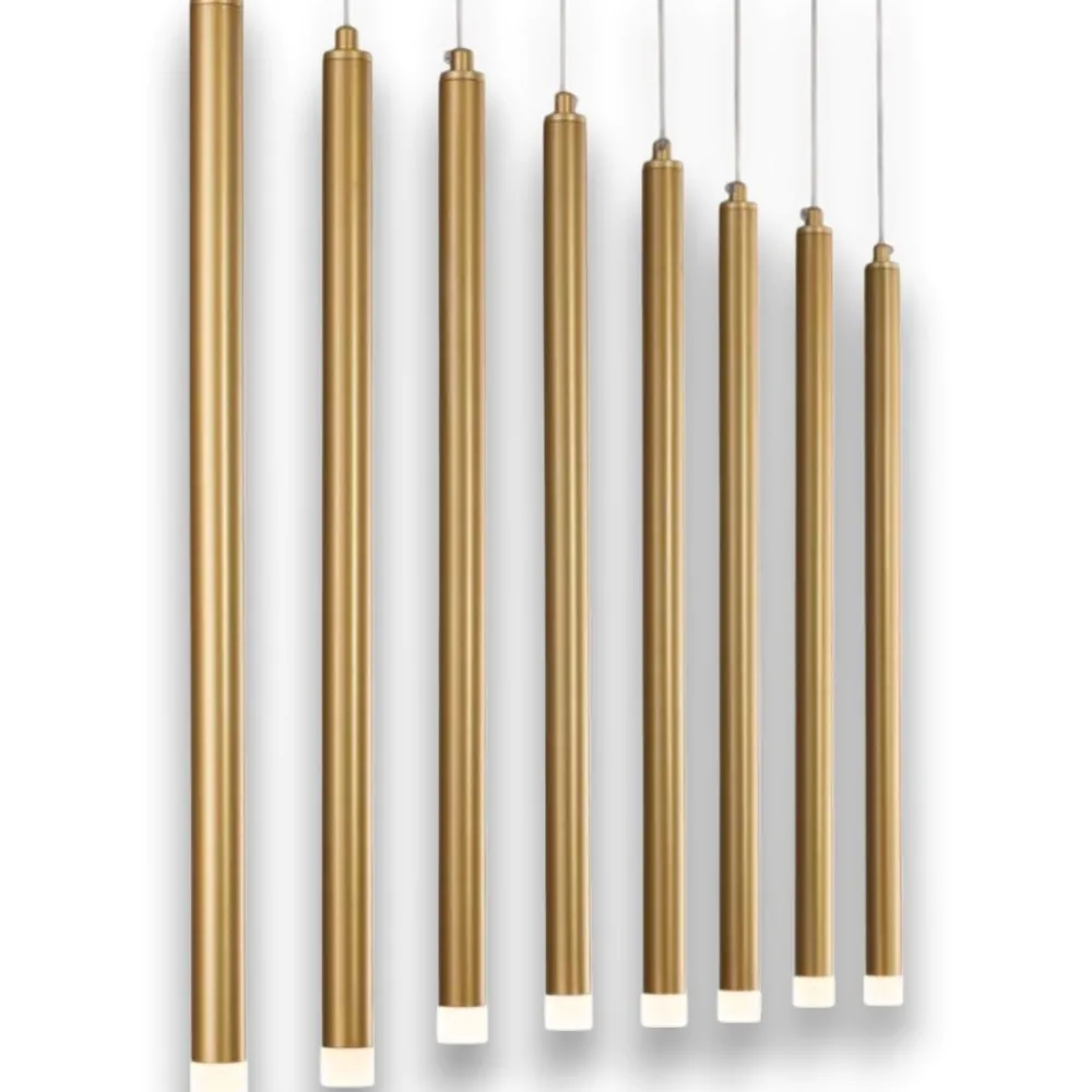 Lampadari Moderni-Selezionato da Mazzolaluce Lampadario oro per soggiorno moderno cilindri pendenti