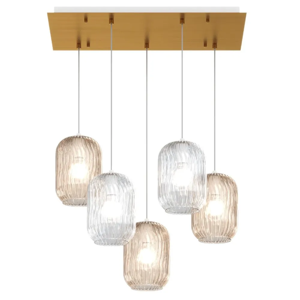 Lampadari Moderni-Top Light Lampadario oro per soggiorno vetri multicolor tender