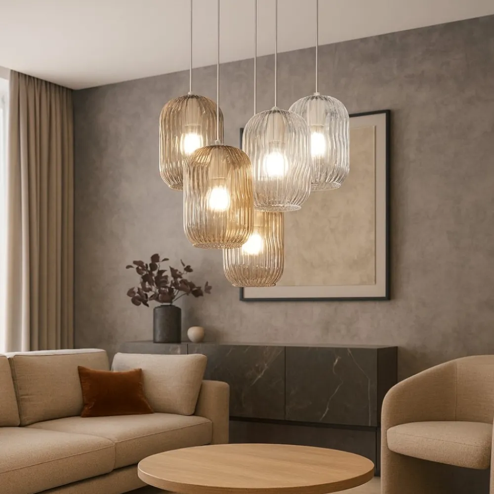 Lampadari Moderni-Top Light Lampadario oro per soggiorno vetri multicolor tender