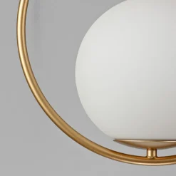Lampadari Moderni-Selezionato da Mazzolaluce Lampadario oro sfera vetro bianco stile contemporaneo