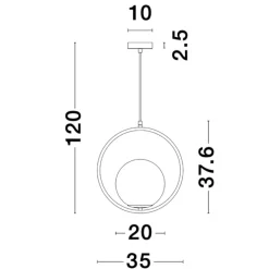 Lampadari Moderni-Selezionato da Mazzolaluce Lampadario oro sfera vetro bianco stile contemporaneo