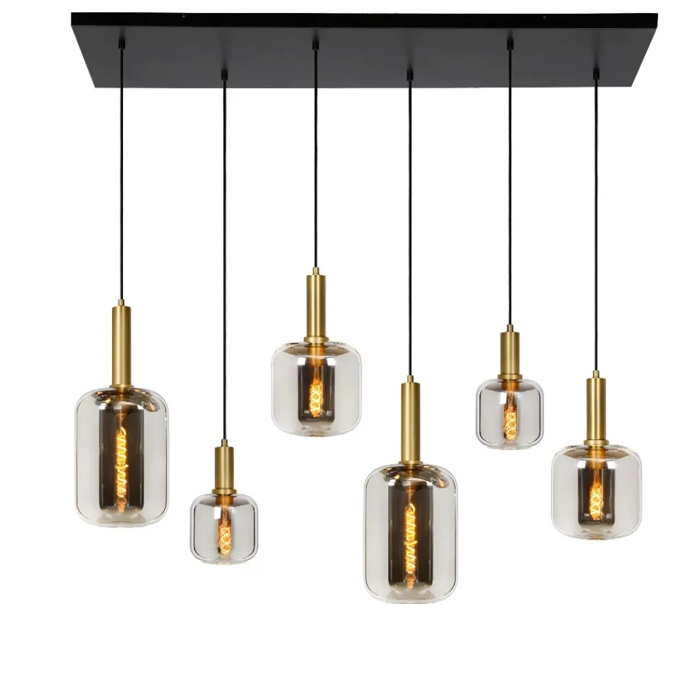 Lampadari Moderni-Selezionato da Mazzolaluce Lampadario oro sfere di vetro fume pendenti per sala da pranzo