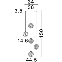 Lampadari Moderni-Selezionato da Mazzolaluce Lampadario oro sfere di vetro ondulato trasparente led 3000k dimmerabile per soggiorno