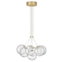Lampadari Moderni-Selezionato da Mazzolaluce Lampadario oro sfere raggruppate trasparenti ondulate per sala da pranzo contemporanea