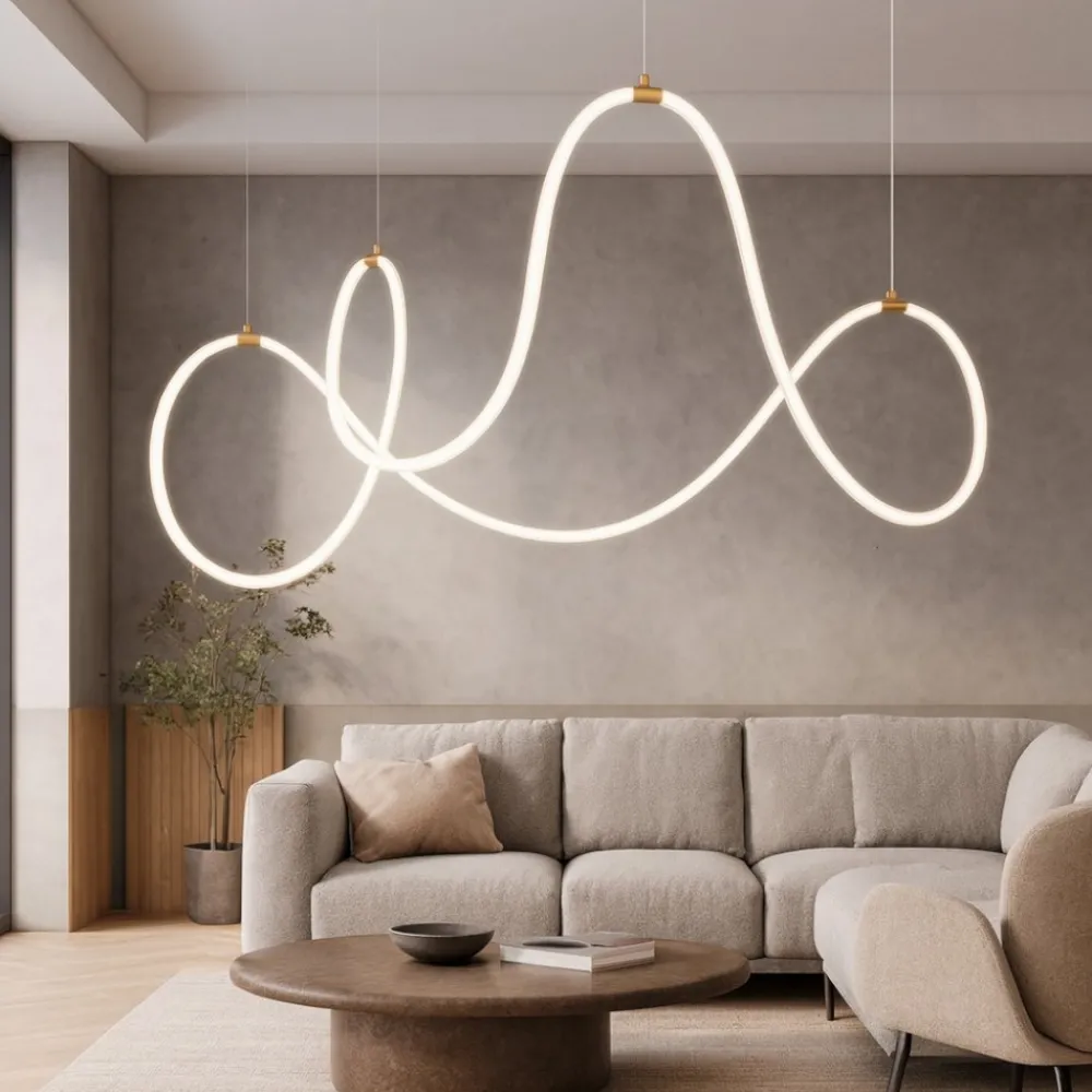 Lampadari Moderni-Selezionato da Mazzolaluce Lampadario oro tubo led silicone moderna