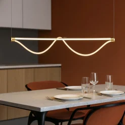 Lampadari Moderni-Selezionato da Mazzolaluce Lampadario oro tubo silicone led 38w 3000k per soggiorno moderno