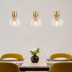 Lampadari Moderni-Selezionato da Mazzolaluce Lampadario oro vetri trasparenti da soggiorno