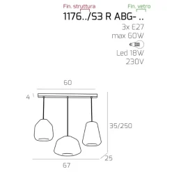 Lampadari Moderni-Top Light Lampadario oro vetri trasparenti per soggiorno toplight