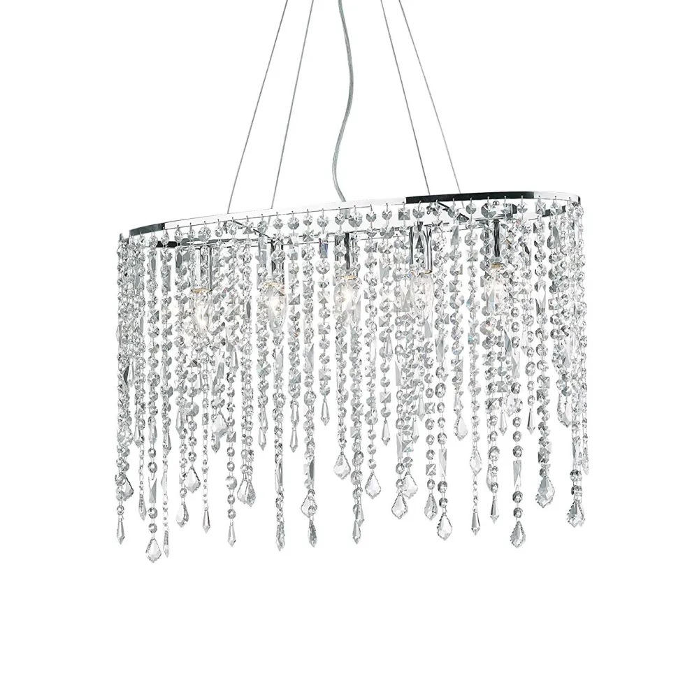 Lampadari Moderni-Ideal Lux Lampadario ovale di cristallo rain sp5 per soggiorno