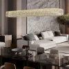 Lampadari Moderni-Selezionato da Mazzolaluce Lampadario ovale di vetro cristallo trasparente per tavolo soggiorno