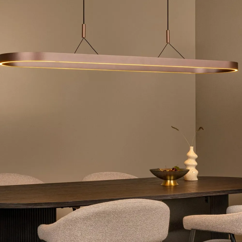 Lampadari Moderni-Selezionato da Mazzolaluce Lampadario ovale moderno marrone led dimmerabile per soggiorno