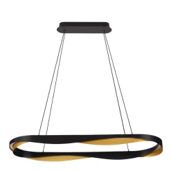 Lampadari Moderni-Selezionato da Mazzolaluce Lampadario ovale nero oro moderno per sala da pranzo