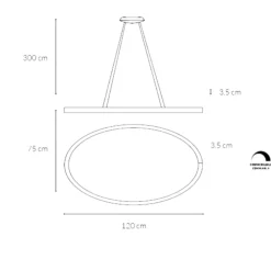 Lampadari Moderni-Vivida International Lampadario ovale titanio led 80w 3000k 4000k vivida lifering-o