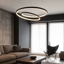 Lampadari Moderni-Ideal Lux Lampadario oz sp d08 nero dali push led 55w 3000k dimmerabile