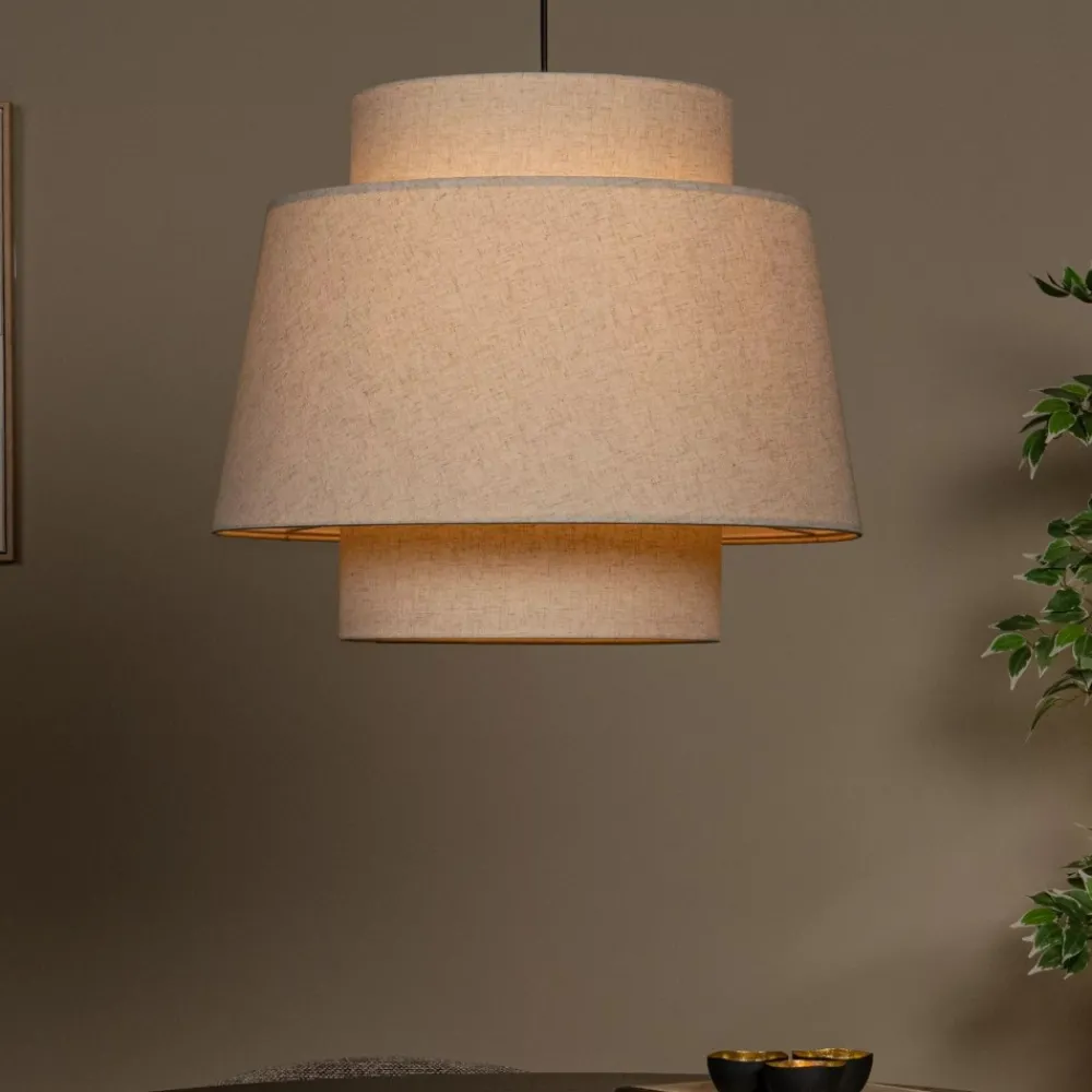 Lampadari Moderni-Selezionato da Mazzolaluce Lampadario paralume a sospensione di tessuto beige