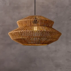 Lampadari Moderni-Selezionato da Mazzolaluce Lampadario paralume di rattan naturale 50 cm