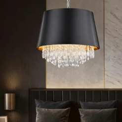 Lampadario Camera Da Letto-Selezionato da Mazzolaluce Lampadario paralume nero oro per camera da letto
