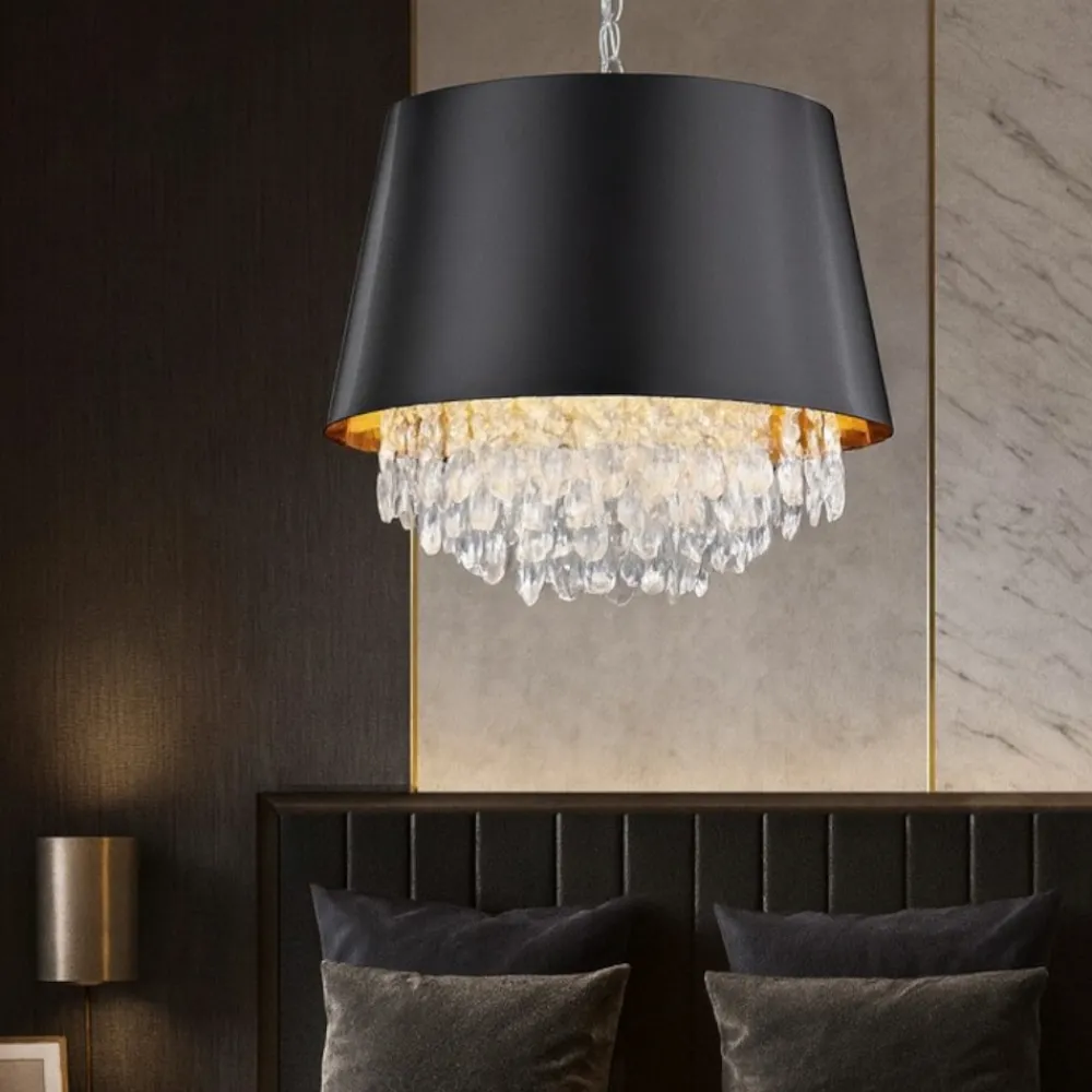 Lampadario Camera Da Letto-Selezionato da Mazzolaluce Lampadario paralume nero oro per camera da letto