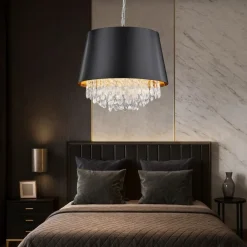 Lampadario Camera Da Letto-Selezionato da Mazzolaluce Lampadario paralume nero oro per camera da letto