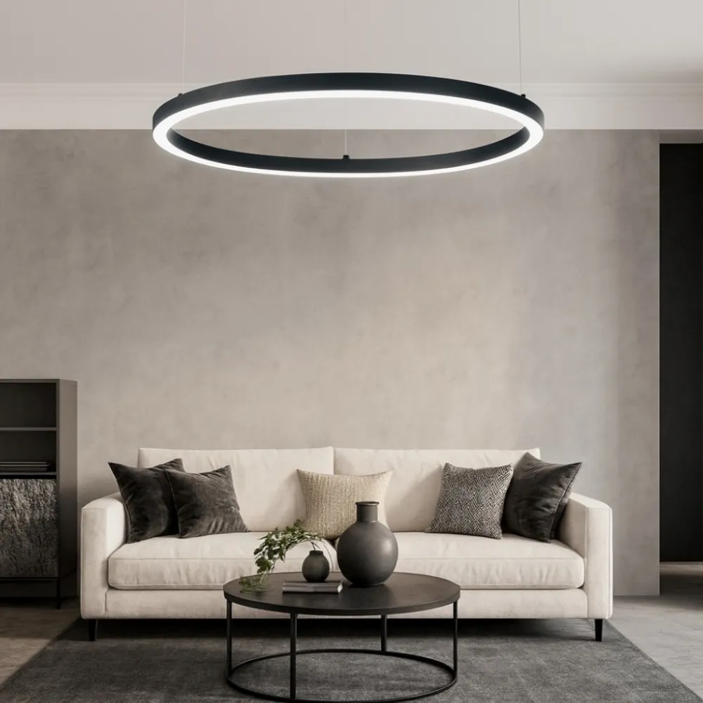 Lampadari Moderni-Ideal Lux Lampadario particolare oracle slim nero sp d090 round led 51w 3000k
