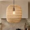 Lampadari Cucina-Selezionato da Mazzolaluce Lampadario pendente in rattan naturale intrecciato 30 cm per cucina