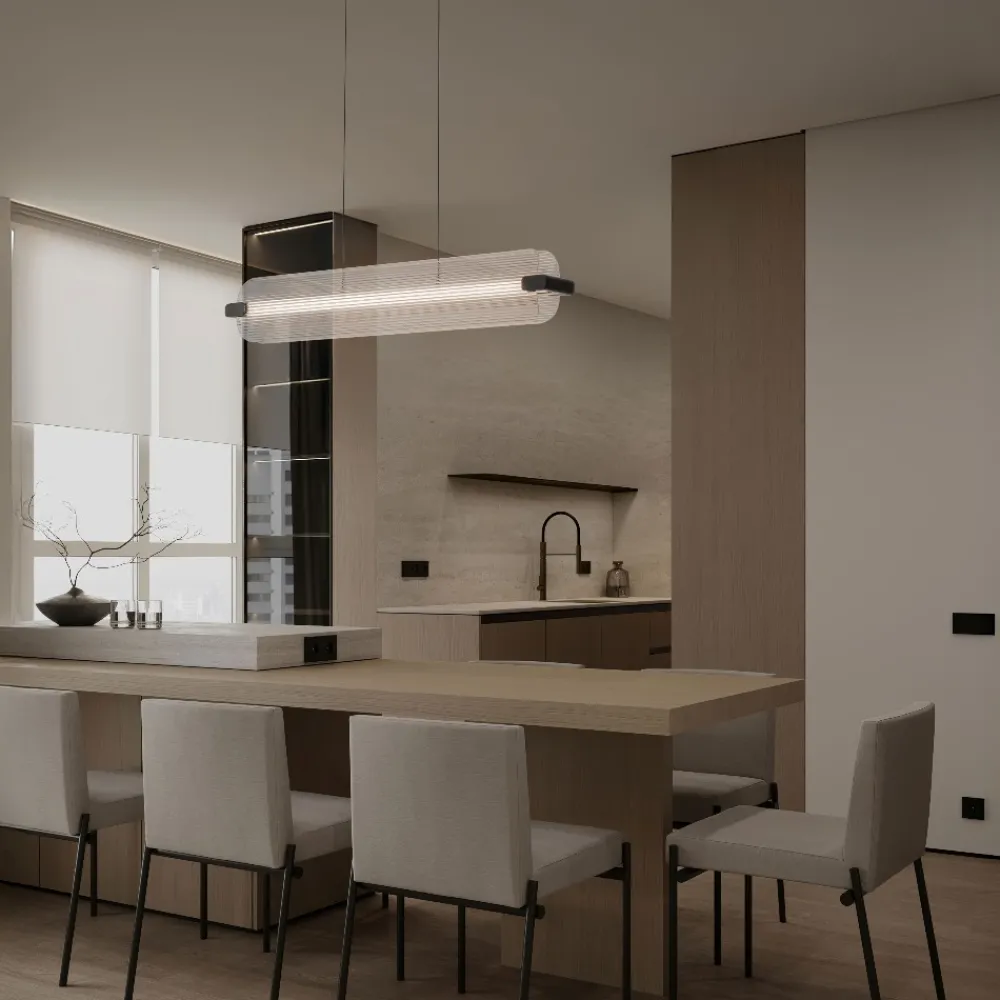 Lampadari Moderni-Selezionato da Mazzolaluce Lampadario pendente nero design moderno in vetro led per tavolo sala da pranzo