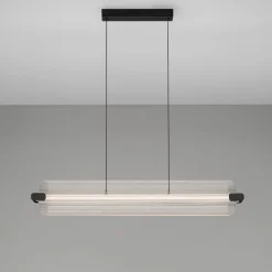 Lampadari Moderni-Selezionato da Mazzolaluce Lampadario pendente nero design moderno in vetro led per tavolo sala da pranzo