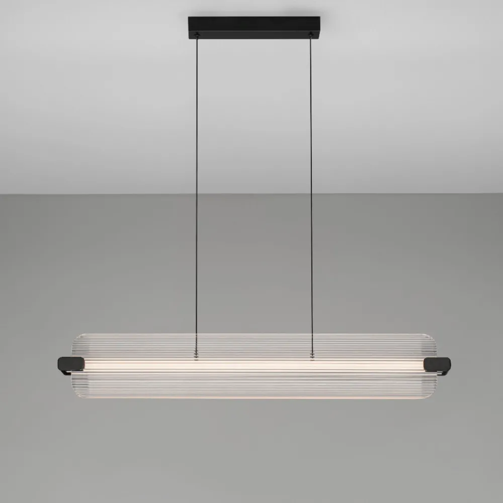 Lampadari Moderni-Selezionato da Mazzolaluce Lampadario pendente nero design moderno in vetro led per tavolo sala da pranzo