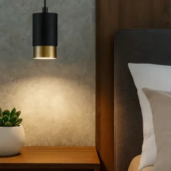 Lampadario Camera Da Letto-Selezionato da Mazzolaluce Lampadario pendente per comodino camera da letto cilindro nero oro