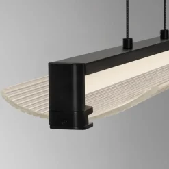Lampadari Cucina-Selezionato da Mazzolaluce Lampadario pendente sospeso nero barra in vetro rigato per tavolo isola cucina