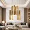Lampadari Moderni-Fabas Luce Lampadario pendenti cilindri oro a sospensione prado