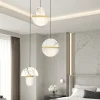 Lampadario Camera Da Letto-Selezionato da Mazzolaluce Lampadario 3 pendenti design marmo bianco e vetro per camera da letto stile contemporaneo