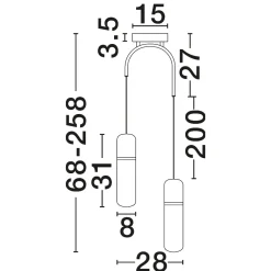 Lampadari Moderni-Selezionato da Mazzolaluce Lampadario 2 pendenti in vetro capsule ambra led 3000k per soggiorno moderno