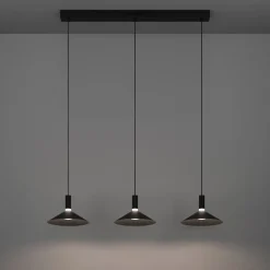 Lampadari Moderni-Eglo Lampadario 3 pendenti nero led rgb 2700k a 6500k controllo app conomavilla per sala da pranzo