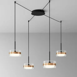 Lampadari Moderni-Perenz Illuminazione Lampadario 4 pendenti oro rosa per tavolo soggiorno perenz aere