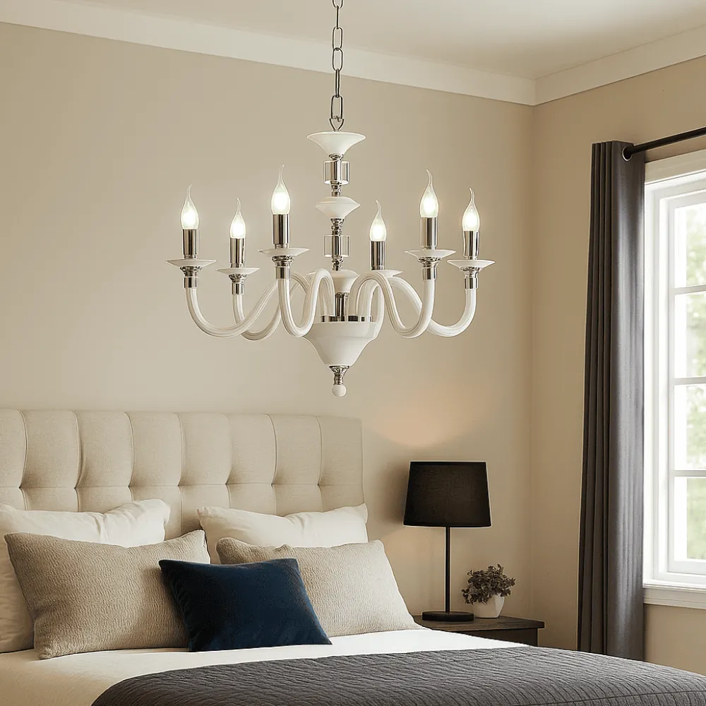 Lampadario Camera Da Letto-Ondaluce Lampadario per camera da letto classica lp gala sei luci bianco