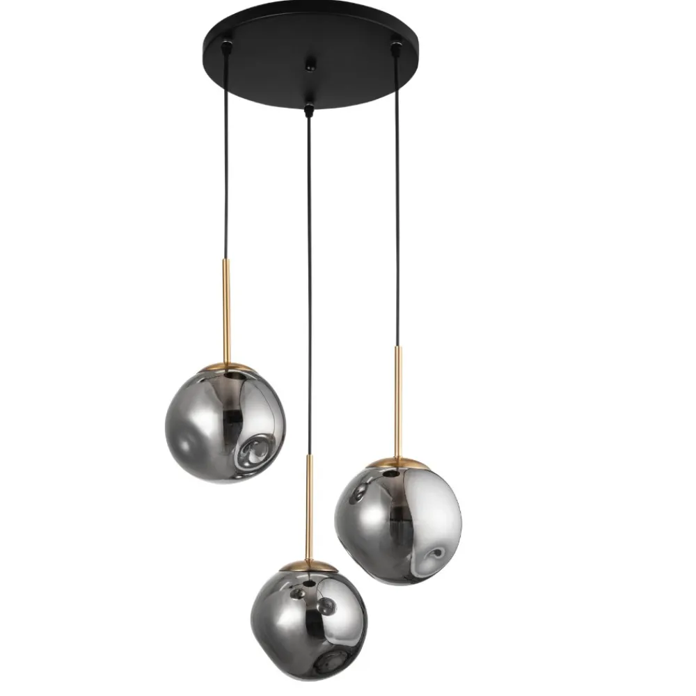 Lampadario Camera Da Letto-Selezionato da Mazzolaluce Lampadario per camera da letto oro sfere vetri fume