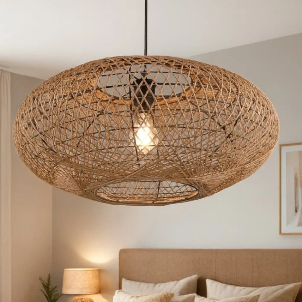 Lampadario Camera Da Letto-Selezionato da Mazzolaluce Lampadario per camera da letto in fibre naturali