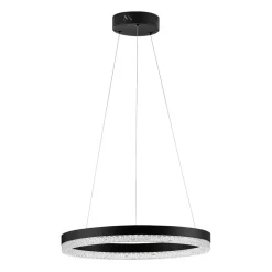 Lampadario Camera Da Letto-Selezionato da Mazzolaluce Lampadario per camera da letto anello nero cristalli led 3000k dimmerabile
