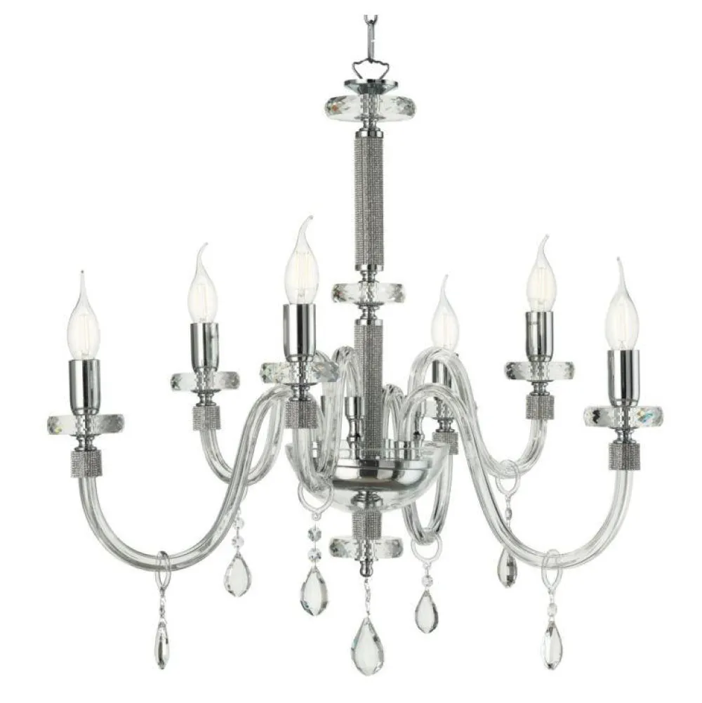 Lampadario Camera Da Letto-Ondaluce Lampadario per camera da letto classica lp dido 6 bracci cromo