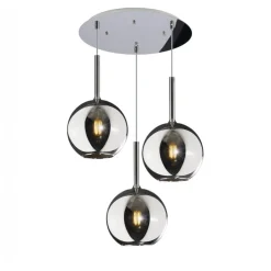 Lampadario Camera Da Letto-Top Light Lampadario per camera da letto tre luci pendenti vetri cromo