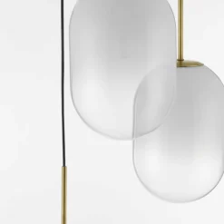 Lampadario Camera Da Letto-Selezionato da Mazzolaluce Lampadario per camera da letto oro vetri sfumati bianchi