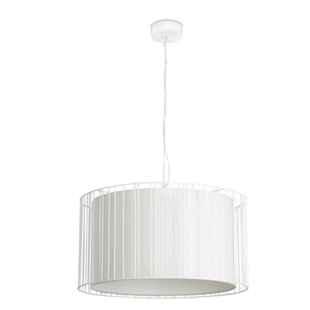 Lampadario Camera Da Letto-Selezionato da Mazzolaluce Lampadario per camera da letto griglia di metallo paralume bianco