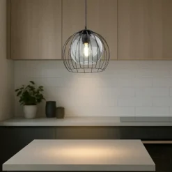 Lampadari Cucina-Selezionato da Mazzolaluce Lampadario per cucina a sfera nero 26 cm diffusore a gabbia