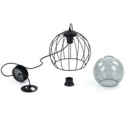 Lampadari Cucina-Selezionato da Mazzolaluce Lampadario per cucina a sfera nero 26 cm diffusore a gabbia