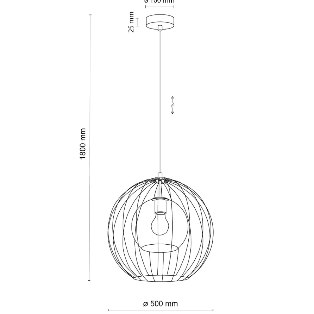 Lampadari Cucina-Selezionato da Mazzolaluce Lampadario per cucina a sfera nero 50 cm diffusore a gabbia