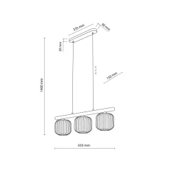 Lampadari Cucina-Selezionato da Mazzolaluce Lampadario per cucina barra di legno vetri rigati cognac