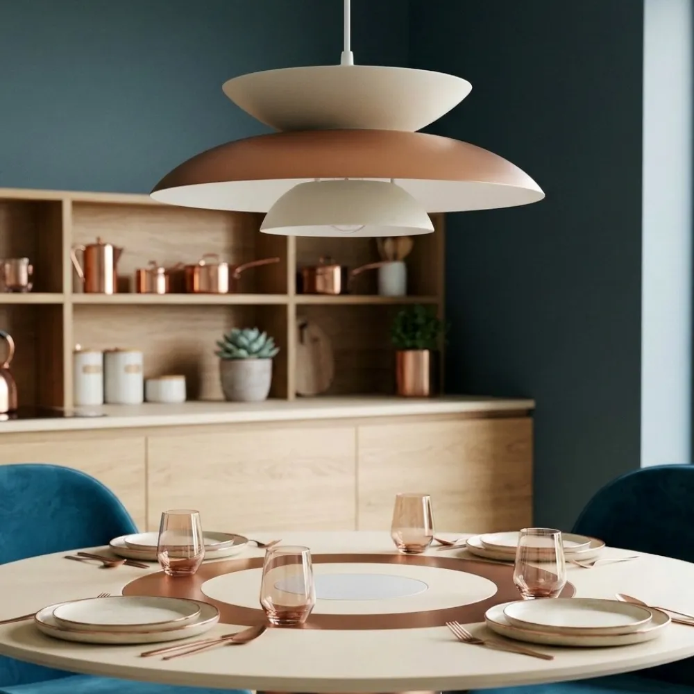 Lampadari Cucina-Selezionato da Mazzolaluce Lampadario per cucina bianco beige design moderno in metallo
