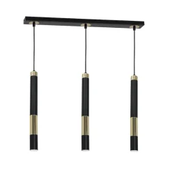 Lampadari Cucina-Selezionato da Mazzolaluce Lampadario per cucina 3 cilindri nero oro fp
